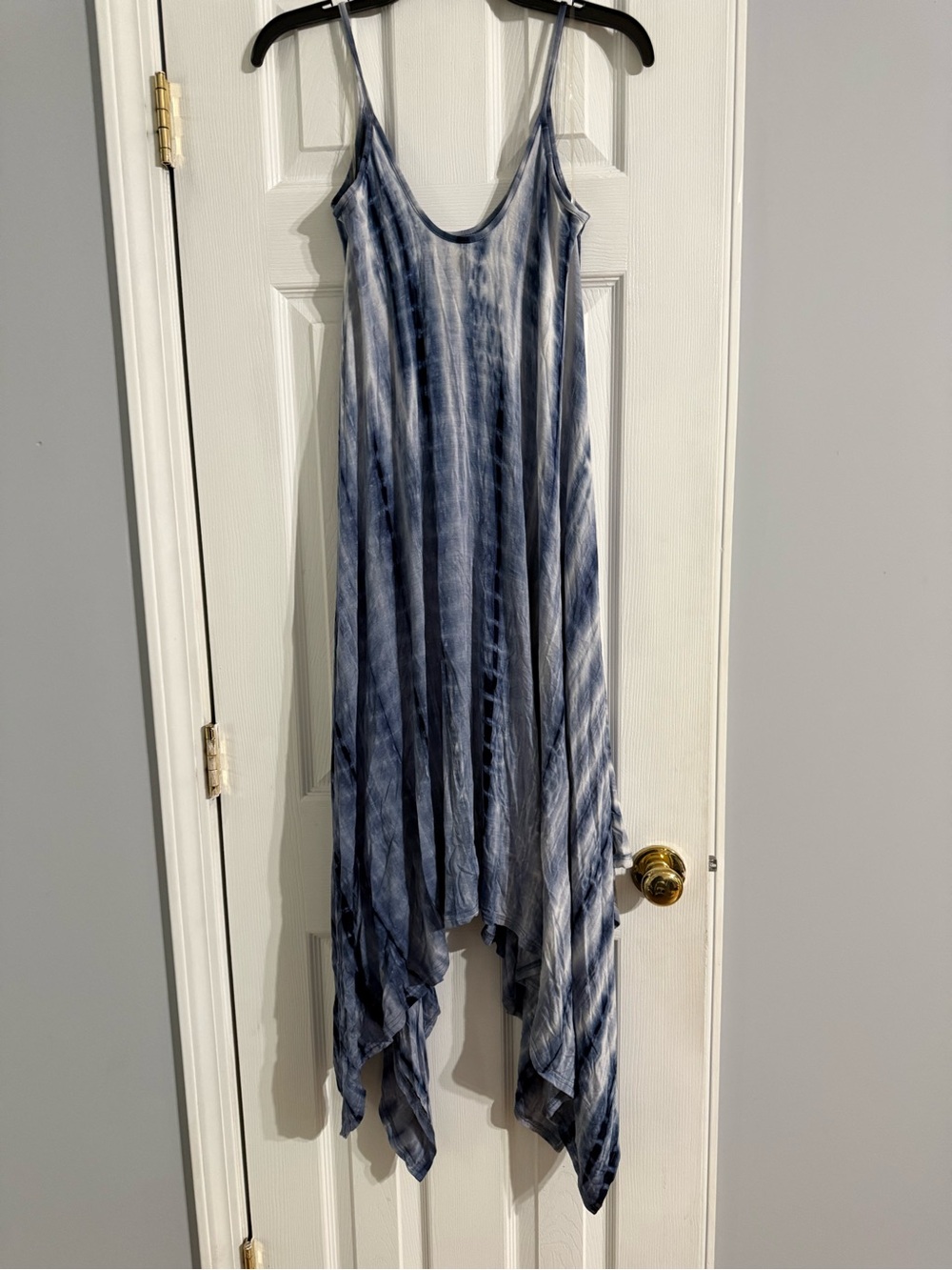 Charlies Blue Tie-Dye Midi Handkerchief Hem Dress